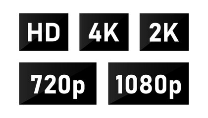 Poster - hd icon vector. hd flat buttons. set of video quality vector icons isolated on white background. vec