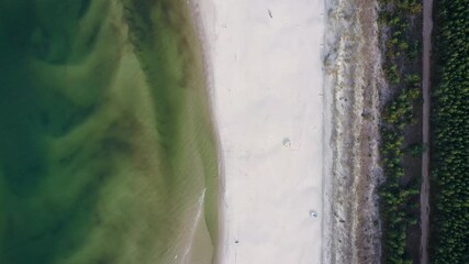 Wall Mural - 4k drone footage of beach in Debki village within Puck County on the Baltic Sea coast in Pomerania region of Poland