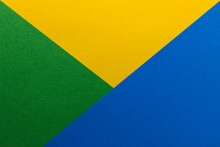 Beautiful Multicolored Background Of Yellow, Green And Blue Blank Paper Sheets With Fine Texture, Close Up.