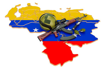 Military force, army or war conflict in Venezuela concept. 3D rendering