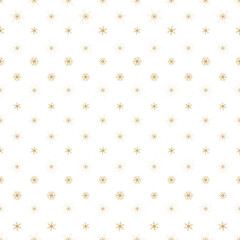 Wall Mural - seamless pattern gold snowflakes on white background, Christmas and Winter background