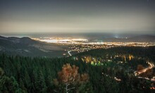 Night View Of Carson City Nevada From Tahoe Mountains