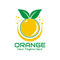 Wall Mural - illustration vector graphic of orange fruit and leaves logo, perfect for fruit, juice, nutrition, vegetarian, food, etc.