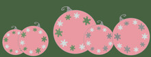 Pastel Pink Christmas Decorations With Silver White And Green Snowflakes Hand Drawn Style Illustration Cover With Room For Text