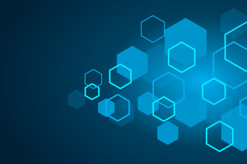 Poster - Vector hexagons pattern. Geometric abstract background with simple hexagonal elements, light blue hexagonal, modern background, vector illustration