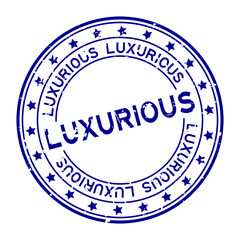 Sticker - Grunge blue luxurious word squre rubber seal stamp on white background