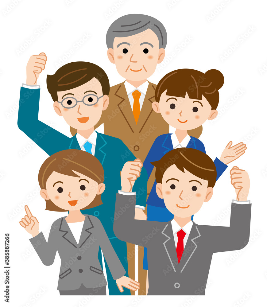 ビジネス同僚チームの集合イラスト 白背景 Wall Mural Meloa