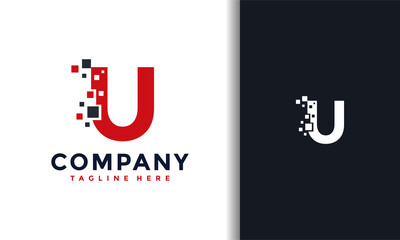 Canvas Print - Letter U pixels tech logo