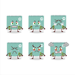 Wall Mural - 20th december calendar cartoon character with various angry expressions