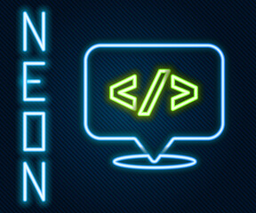 Glowing neon line Web design and front end development icon isolated on black background. Colorful outline concept. Vector.