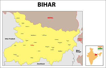  Bihar Map. Bihar District map 2020. Major cities in Bihar with detailed view. Bihar map with district and cities name 2020.