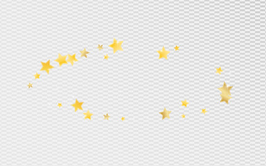 Gold Xmas Stars Vector Transparent Background. 