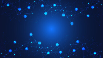 Fototapete - Vector illustration of connecting people and communication concept, social network.