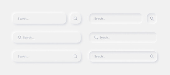 Aufkleber - search bars in different variants ui neumorphism light version vector design elements set on white b