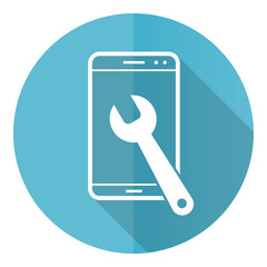 Poster - Mobile phone, smartphone service blue vector icon, flat design illustration in eps 10