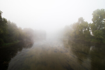 Poster - misty morning over the river