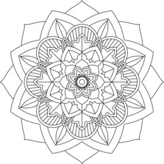 Easy Mandala coloring book simple and basic for beginners, seniors and children. Set of Mehndi flower pattern for Henna drawing and tattoo. Decoration in ethnic oriental, Indian style.