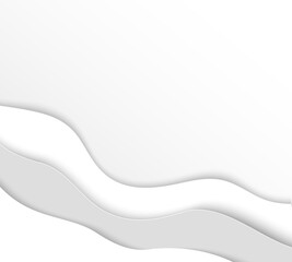 Aufkleber - Paper cut white water background. Origami sea wave template with copy space for identity, branding. Volume cardboard, shadow effect. Web mockup, blank for advertising text. Vector craft illustration