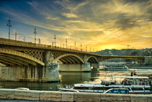 Margaret Bridge With A Colorful Sunset, Budapest, Hungary