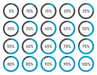 Poster - Set of pie percentage charts for infographic design, loading circle icon, vector illustration.