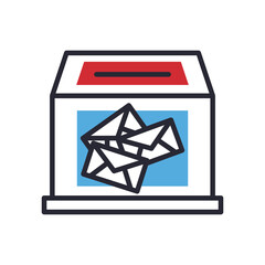 Sticker - vote vox line and fill style icon vector design