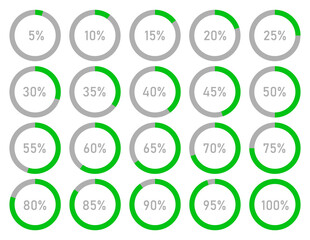 Poster - Set of pie percentage charts for infographic design, loading circle icon, vector illustration.