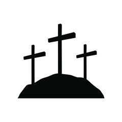 calvary crosses, christianity religion symbol. flat black vector illustration on white background.