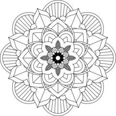 Easy Mandala coloring book simple and basic for beginners, seniors and children. Set of Mehndi flower pattern for Henna drawing and tattoo. Decoration in ethnic oriental, Indian style.