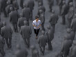 © Photobank - woman goes against a crowd of gray people