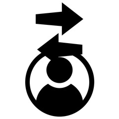 Canvas Print - 
User icon is denoted by a human avatar having to opposite pointing arrows on head 
