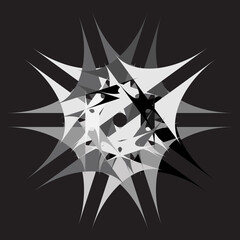 Aufkleber - Grayscale abstract mandala, motif shape. Abstract logo, element. Circular shape collection