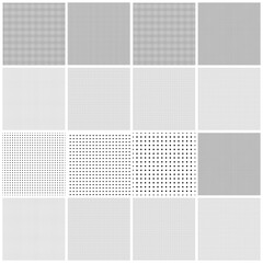 Poster - Simple, plain squares repeatable, seamless background, pattern set. Squares checkered, chequered background set illustration. Grid, mesh, chequr lattice, grating vector