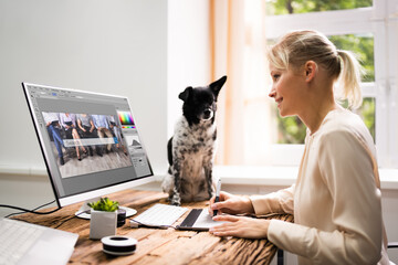 Poster - Graphic Web Designer Working With Photo