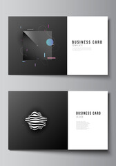 Poster - Vector layout of two creative business cards design templates, horizontal template vector design. Tech science future background, space design astronomy concept.