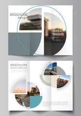 Poster - Vector layouts of covers design template for trifold brochure, flyer layout, book design, brochure cover, advertising. Background with abstract circle round banner. Corporate business concept template