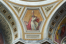 Esztergom, Hungary. Mosaic And Fresco Depicting Saint Gregory (Pope Gregory I), One Of The Four Great Fathers Of The Western Church, In Esztergom Basilica.
