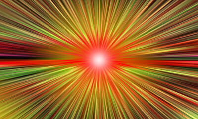 Poster - Fantasy background with the sun. Imitation of sunlight in unusual colors. Iridescent rays of the sun. The concept of infinity.