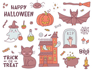 Wall Mural - Kawaii halloween set