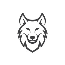 Simple Wolf Head Line Art Vector Illustration
