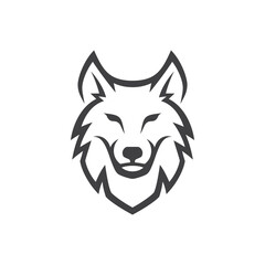 simple wolf head line art vector illustration