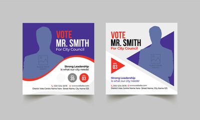 Political Election Social Media Post and square flyer, poster template