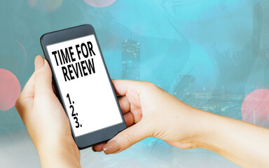 Wall Mural - handwriting text time for review. conceptual photo review of a system or situation in its formal exa