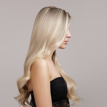 Wavy Blonde Hair Side View In Profile. Copycpase