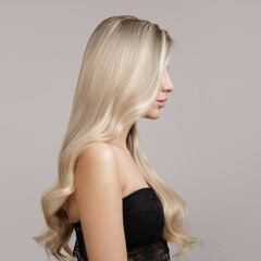 wavy blonde hair side view in profile. copycpase