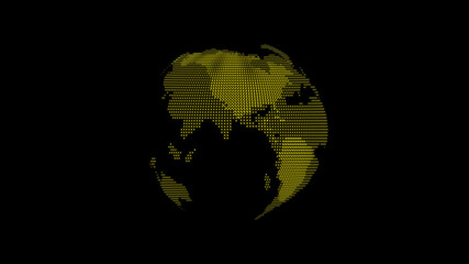 Wall Mural - Yellow color 3d technology earth on black background, 3d planet