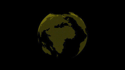 Wall Mural - Yellow color 3d technology earth on black background, 3d planet