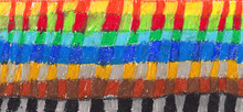 Chackered Raster Patterns Hand Drawn On Paper With Oil Pastels, Bright Contrast Colors From Yellow And Red To Back And Grey, Banner Background