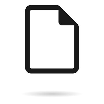 File flat icon with shadow isolated on white background. Document symbol vector illustration