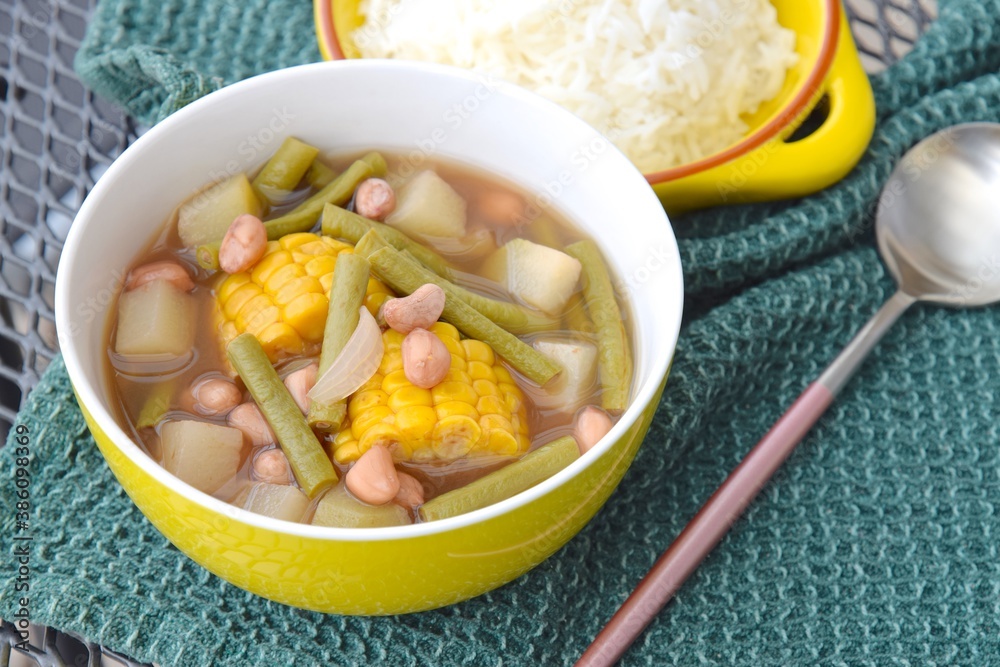 Sayur asem or sayur asam is a popular Indonesian vegetable in tamarind ...