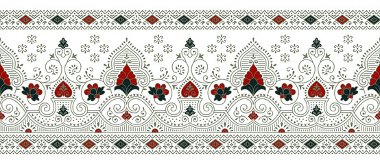 seamless traditional asian textile fabric border